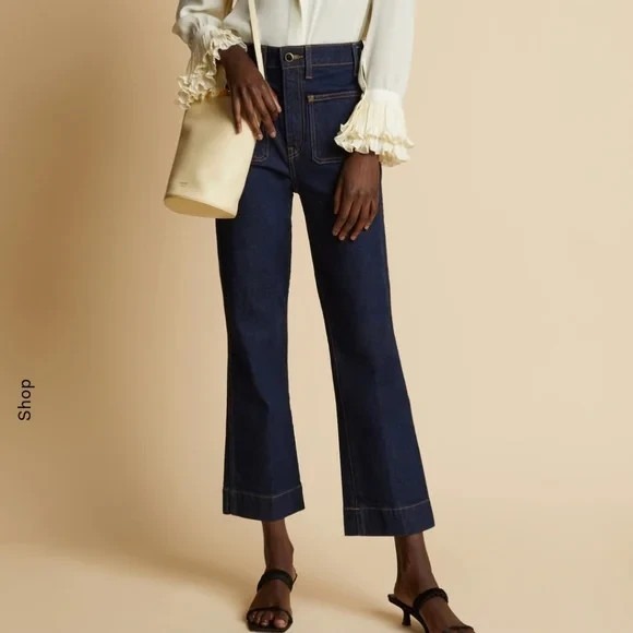 Khaite Raquel Patch Pocket Flare Jeans in Dark Navy Size 31 - Picture 2 of 11